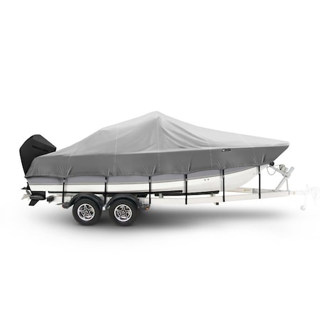 Eevelle Boat Cover V HULL FISHING Center Console, Low or No Bow Rails, Outboard 34ft 6in L 102in W Charcoal SFVCC34102B-CHL